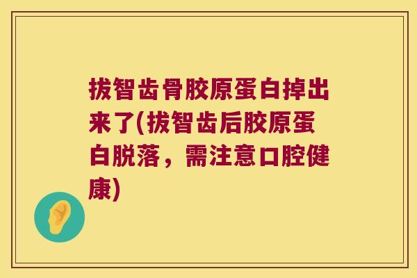 拔智齿骨胶原蛋白掉出来了(拔智齿后胶原蛋白脱落,需注意口腔健康) 拔智齿骨胶原蛋白掉出来了(拔智齿后胶原蛋白脱落,需注意口腔健康)