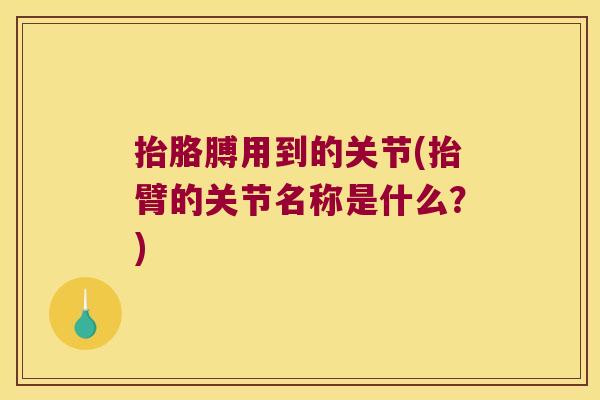 抬胳膊用到的关节(抬臂的关节名称是什么?)