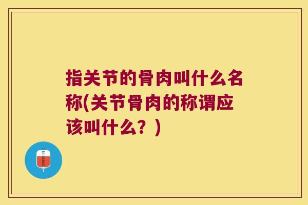 指关节的骨肉叫什么名称(关节骨肉的称谓应该叫什么?)