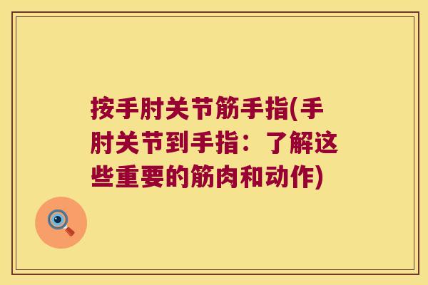 按手肘关节筋手指(手肘关节到手指:了解这些重要的筋肉和动作)