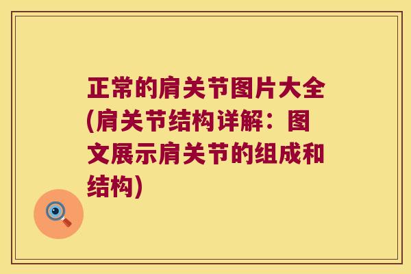 正常的肩关节图片大全(肩关节结构详解:图文展示肩关节的组成和结构)