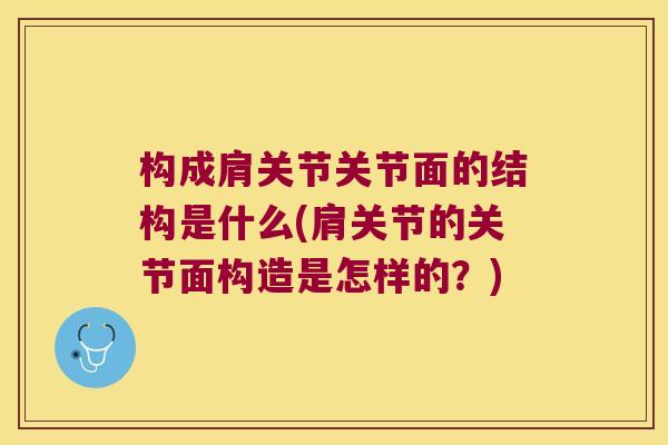 构成肩关节关节面的结构是什么(肩关节的关节面构造是怎样的?)