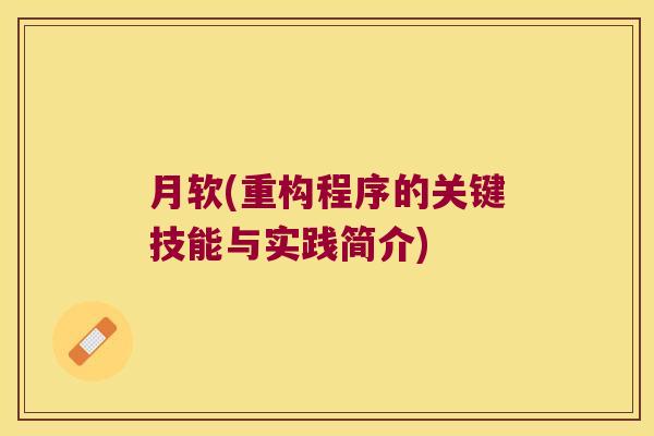 月软(重构程序的关键技能与实践简介)