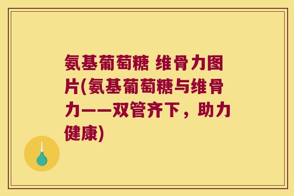 氨基葡萄糖 维骨力图片(氨基葡萄糖与维骨力——双管齐下,助力健康)