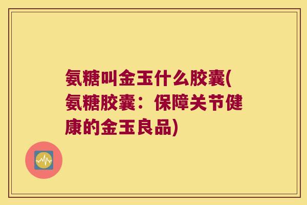 氨糖叫金玉什么胶囊(氨糖胶囊:保障关节健康的金玉良品)