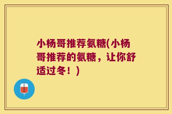 小杨哥推荐氨糖(小杨哥推荐的氨糖,让你舒适过冬!)