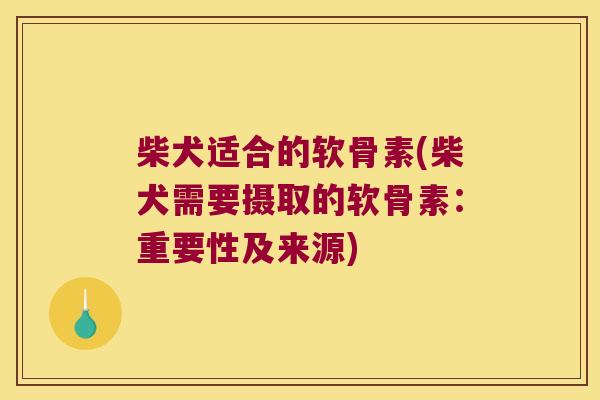 柴犬适合的软骨素(柴犬需要摄取的软骨素:重要性及来源)