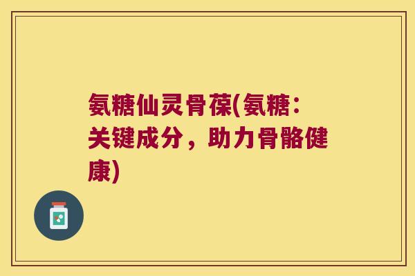 氨糖仙灵骨葆(氨糖:关键成分,助力骨骼健康)