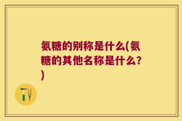 氨糖的别称是什么(氨糖的其他名称是什么?)