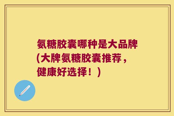 氨糖胶囊哪种是大品牌(大牌氨糖胶囊推荐,健康好选择!)