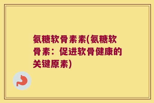 氨糖软骨素素(氨糖软骨素:促进软骨健康的关键原素)