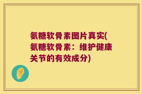 氨糖软骨素图片真实(氨糖软骨素:维护健康关节的有效成分)
