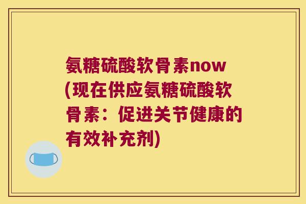 氨糖硫酸软骨素now(现在供应氨糖硫酸软骨素:促进关节健康的有效补充剂)