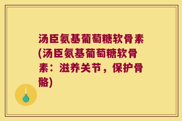 汤臣氨基葡萄糖软骨素(汤臣氨基葡萄糖软骨素:滋养关节,保护骨骼)