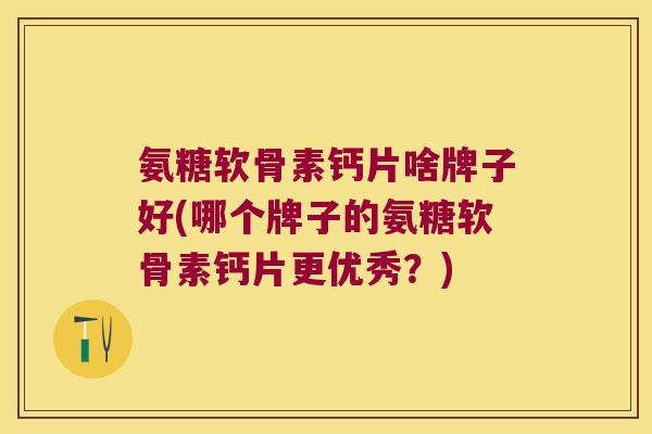 氨糖软骨素钙片啥牌子好(哪个牌子的氨糖软骨素钙片更优秀?)