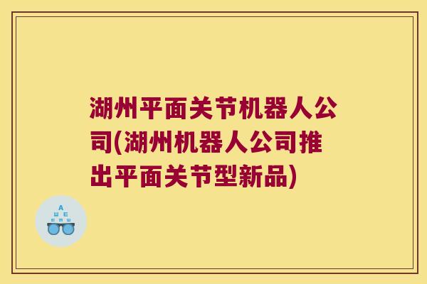 湖州平面关节机器人公司(湖州机器人公司推出平面关节型新品)