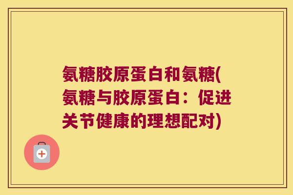 氨糖胶原蛋白和氨糖(氨糖与胶原蛋白：促进关节健康的理想配对)