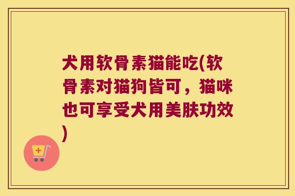 犬用软骨素猫能吃(软骨素对猫狗皆可,猫咪也可享受犬用美肤功效)