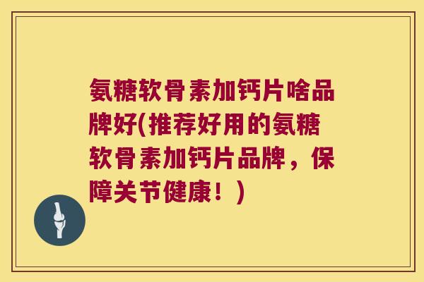 氨糖软骨素加钙片啥品牌好(推荐好用的氨糖软骨素加钙片品牌,保障关节健康!)