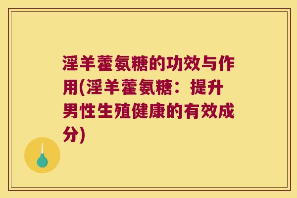 淫羊藿氨糖的功效与作用(淫羊藿氨糖:提升男性生殖健康的有效成分)