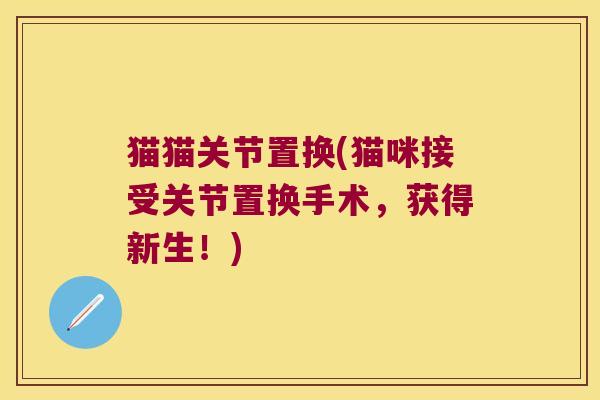 猫猫关节置换(猫咪接受关节置换手术,获得新生!)