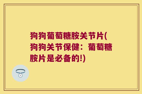 狗狗葡萄糖胺关节片(狗狗关节保健:葡萄糖胺片是必备的!)