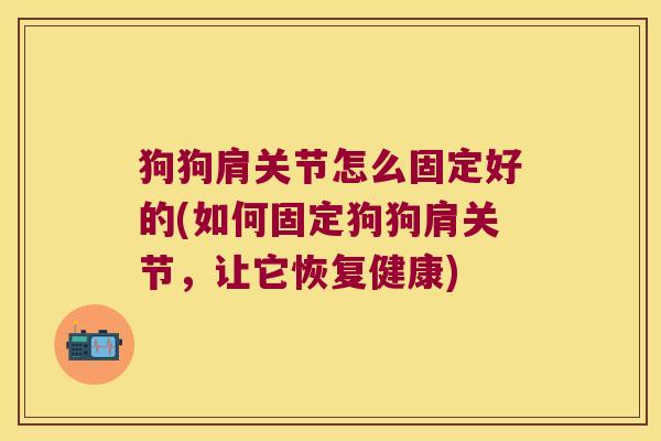 狗狗肩关节怎么固定好的(如何固定狗狗肩关节,让它恢复健康)
