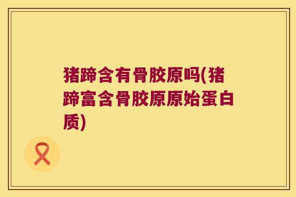 猪蹄含有骨胶原吗(猪蹄富含骨胶原原始蛋白质)