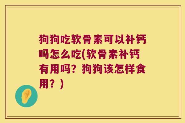 狗狗吃软骨素可以补钙吗怎么吃(软骨素补钙有用吗?狗狗该怎样食用?)