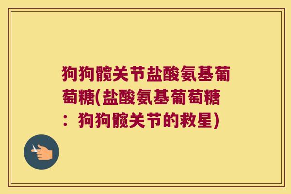 狗狗髋关节盐酸氨基葡萄糖(盐酸氨基葡萄糖:狗狗髋关节的救星)