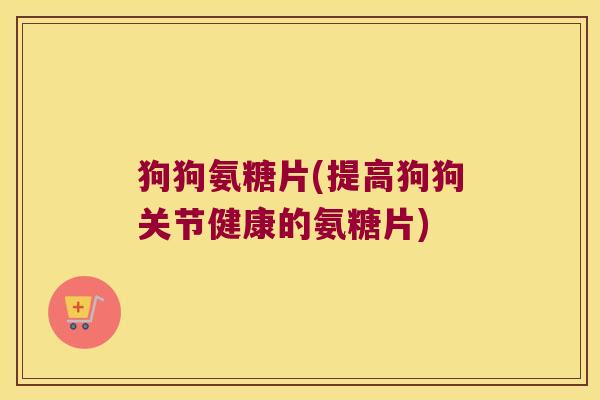 狗狗氨糖片(提高狗狗关节健康的氨糖片)