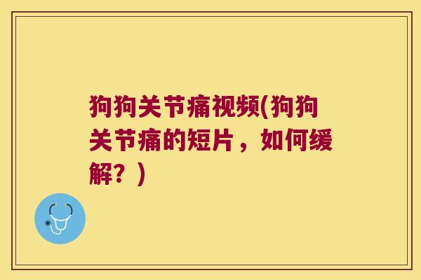 狗狗关节痛视频(狗狗关节痛的短片,如何缓解?)