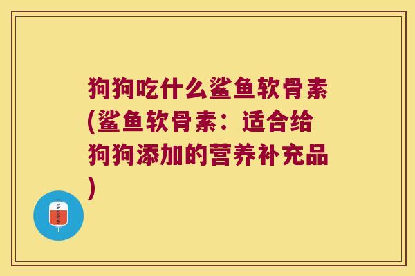 狗狗吃什么鲨鱼软骨素(鲨鱼软骨素:适合给狗狗添加的营养补充品)