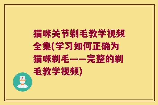 猫咪关节剃毛教学视频全集(学习如何正确为猫咪剃毛——完整的剃毛教学视频)