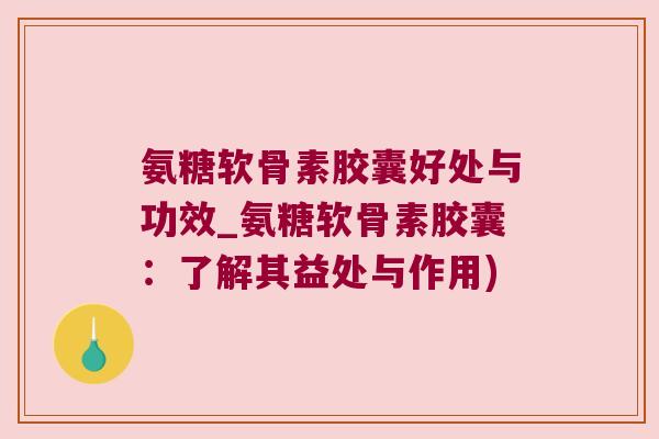 氨糖软骨素胶囊好处与功效_氨糖软骨素胶囊:了解其益处与作用)