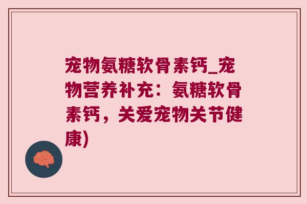 宠物氨糖软骨素钙_宠物营养补充:氨糖软骨素钙,关爱宠物关节健康)