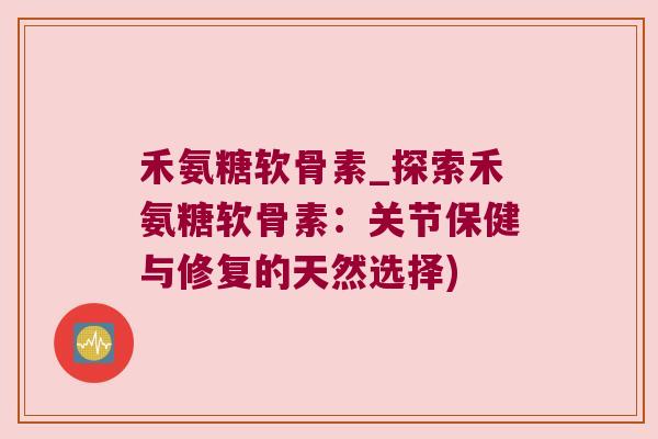 禾氨糖软骨素_探索禾氨糖软骨素:关节保健与修复的天然选择)