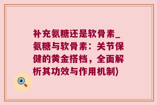 补充氨糖还是软骨素_氨糖与软骨素:关节保健的黄金搭档,全面解析其功效与作用机制)