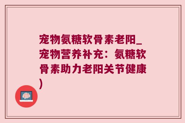 宠物氨糖软骨素老阳_宠物营养补充:氨糖软骨素助力老阳关节健康)