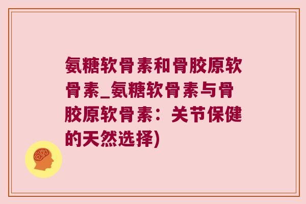 氨糖软骨素和骨胶原软骨素_氨糖软骨素与骨胶原软骨素:关节保健的天然选择)