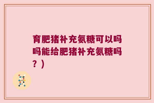 育肥猪补充氨糖可以吗吗能给肥猪补充氨糖吗?)