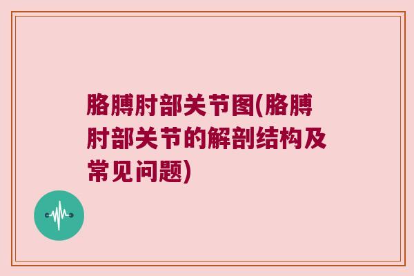 胳膊肘部关节图(胳膊肘部关节的解剖结构及常见问题)