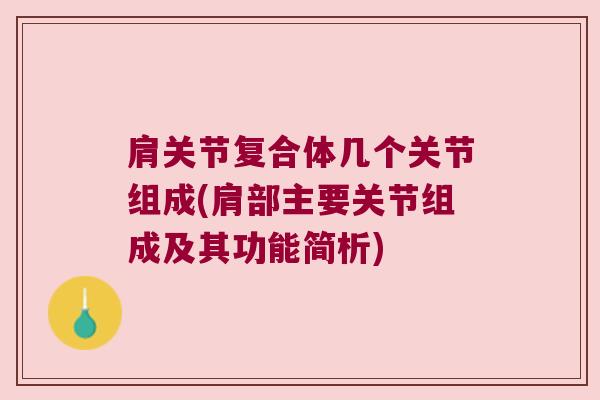 肩关节复合体几个关节组成(肩部主要关节组成及其功能简析)