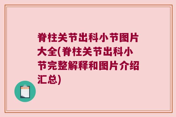 脊柱关节出科小节图片大全(脊柱关节出科小节完整解释和图片介绍汇总)