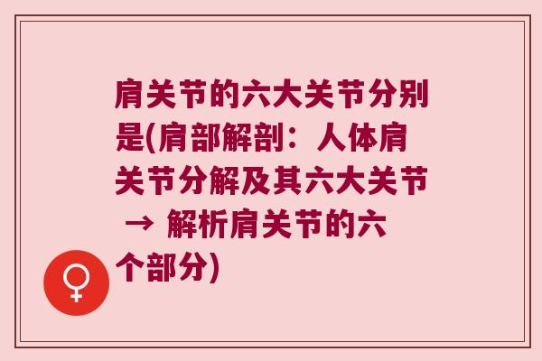 肩关节的六大关节分别是(肩部解剖:人体肩关节分解及其六大关节 → 解析肩关节的六个部分)