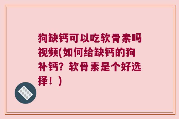 狗缺钙可以吃软骨素吗视频(如何给缺钙的狗补钙?软骨素是个好选择!)