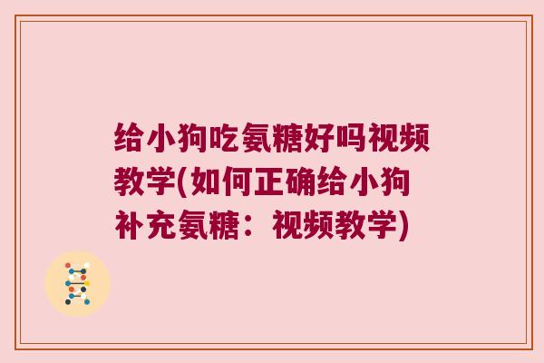 给小狗吃氨糖好吗视频教学(如何正确给小狗补充氨糖:视频教学)