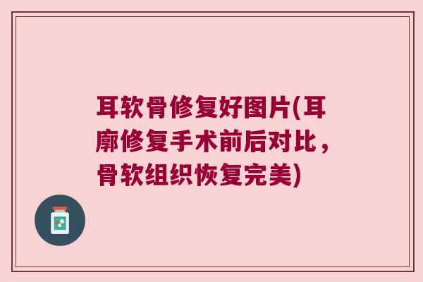耳软骨修复好图片(耳廓修复手术前后对比,骨软组织恢复完美)