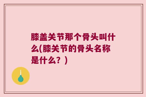 膝盖关节那个骨头叫什么(膝关节的骨头名称是什么?)