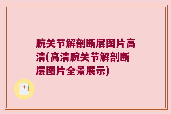 腕关节解剖断层图片高清(高清腕关节解剖断层图片全景展示) 腕关节解剖断层图片高清(高清腕关节解剖断层图片全景展示)